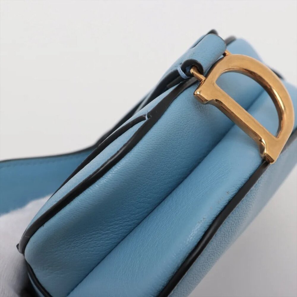 Sold Out Christian Dior Saddle Bag Leather 2 Way Handbag Blue - Picture 7 of 14